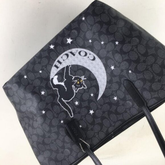 Coach Gray Tote Bag with Cat and Moon Design - Picture 6 of 6
